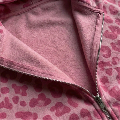 Leopard Zip-Up Hoodie
